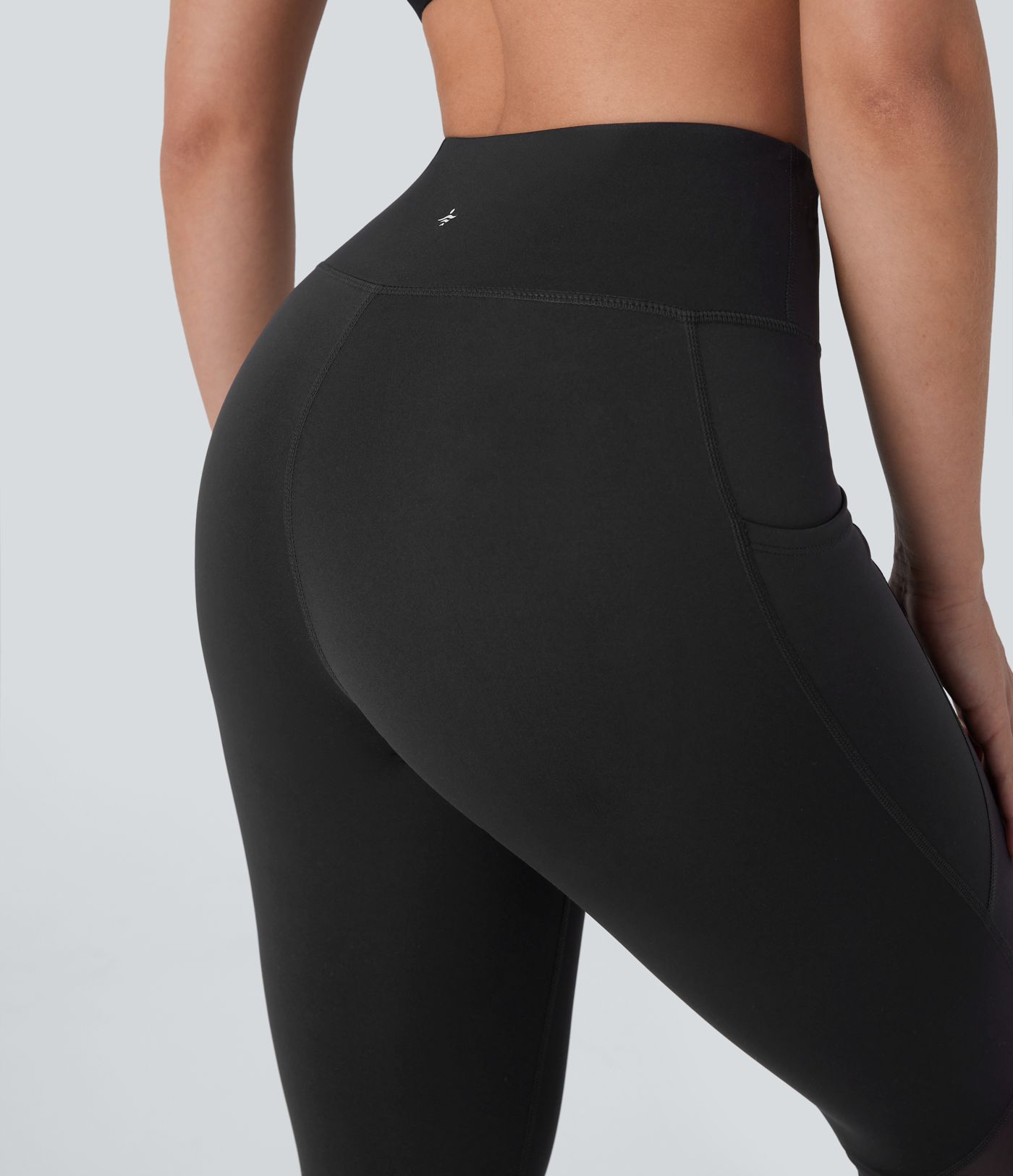 High Waisted Pocket Contrast Mesh Yoga 7/8 Leggings