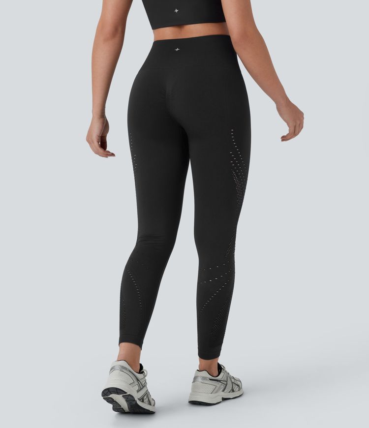 Seamless Flow High Waisted Perforated 7/8 Yoga Leggings