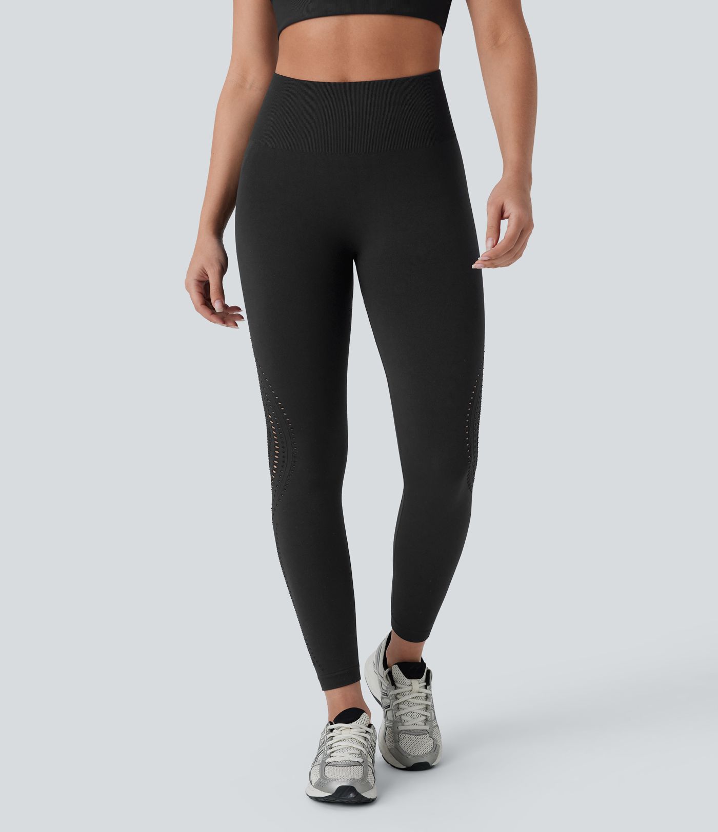 Seamless Flow High Waisted Perforated 7/8 Yoga Leggings