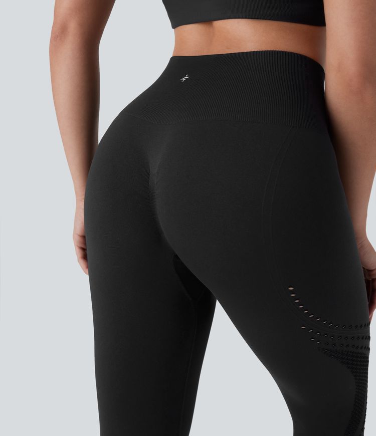 Seamless Flow High Waisted Perforated 7/8 Yoga Leggings