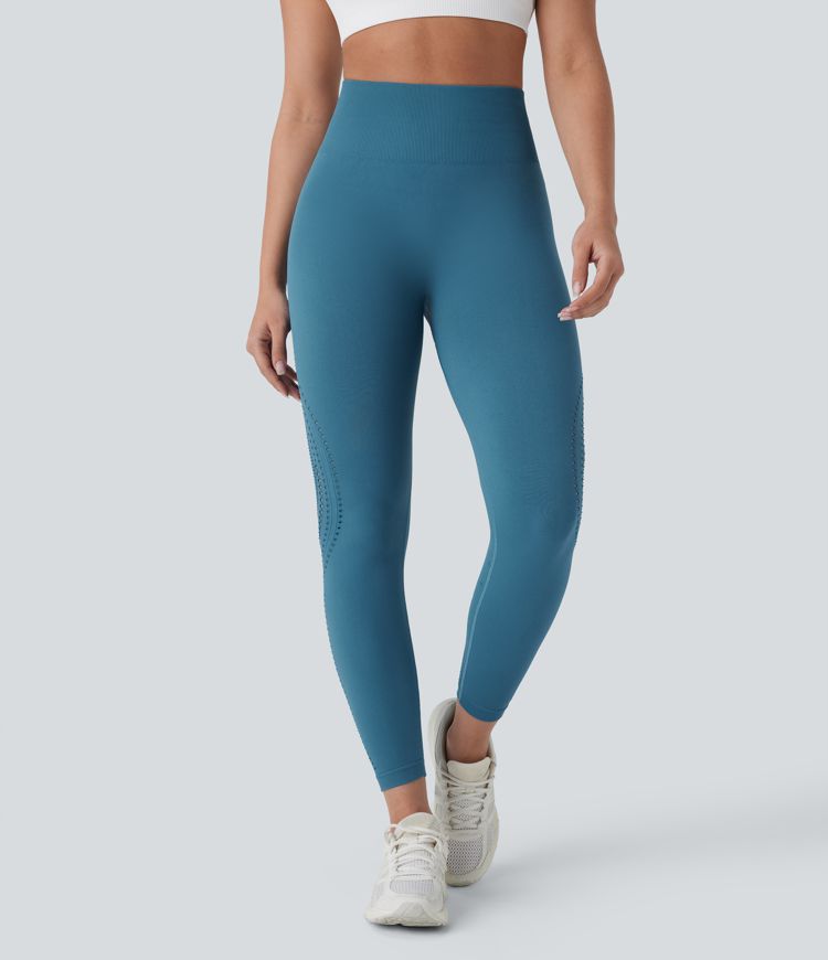 Seamless Flow High Waisted Perforated 7/8 Yoga Leggings