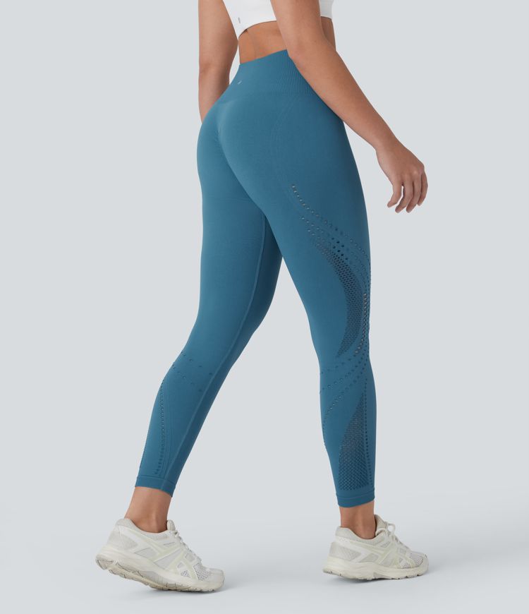 Seamless Flow High Waisted Perforated 7/8 Yoga Leggings