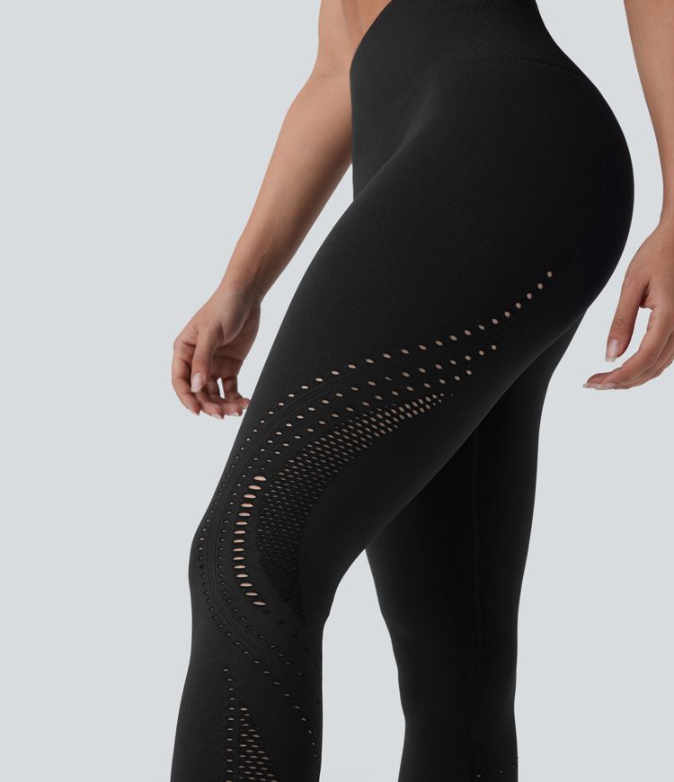 Seamless Flow High Waisted Perforated 7/8 Yoga Leggings