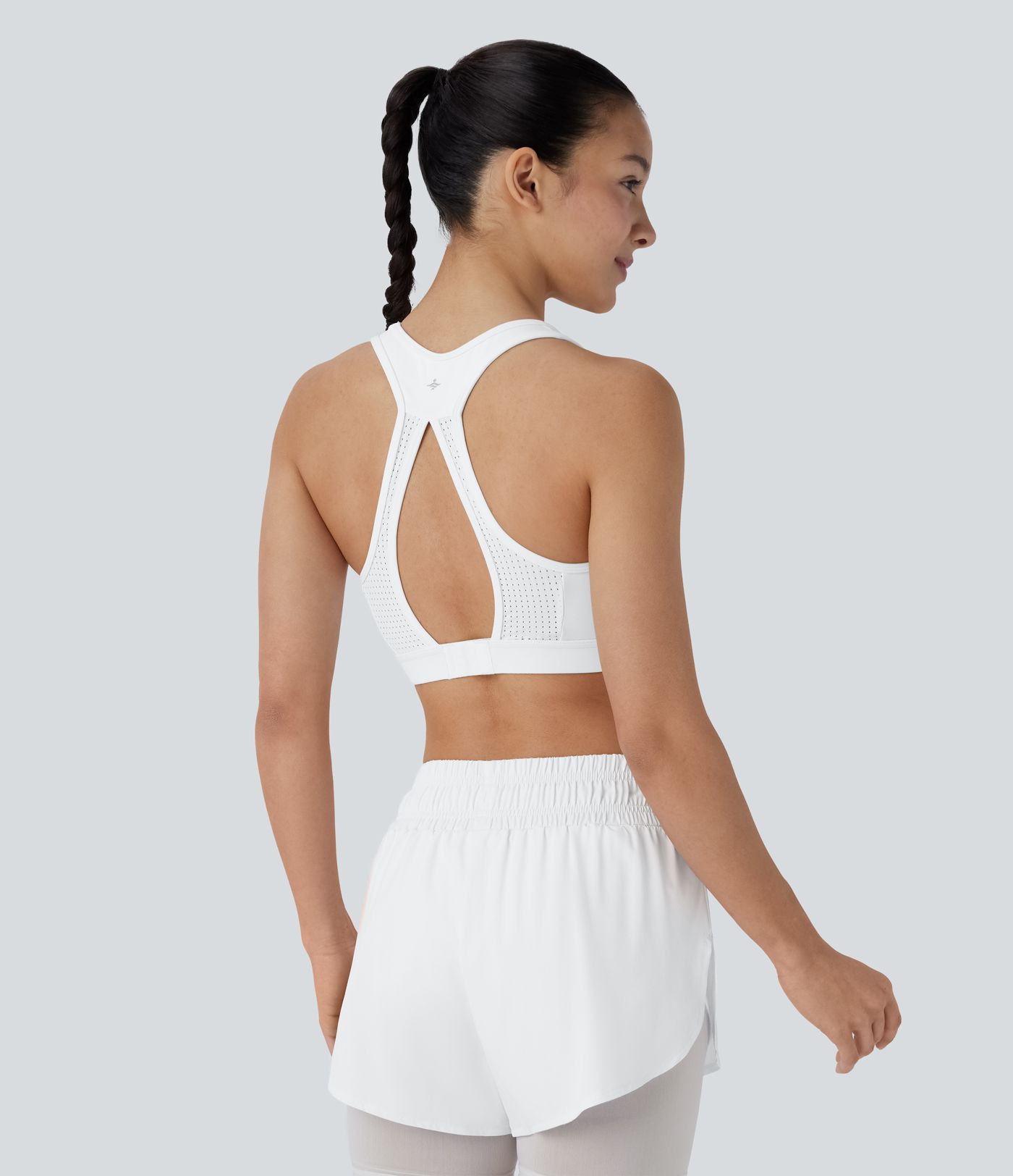 SpeedWave™ - Rückenfreier, perforierter Sport-BH mit mittlerem Support und Racerback - schnelltrocknend