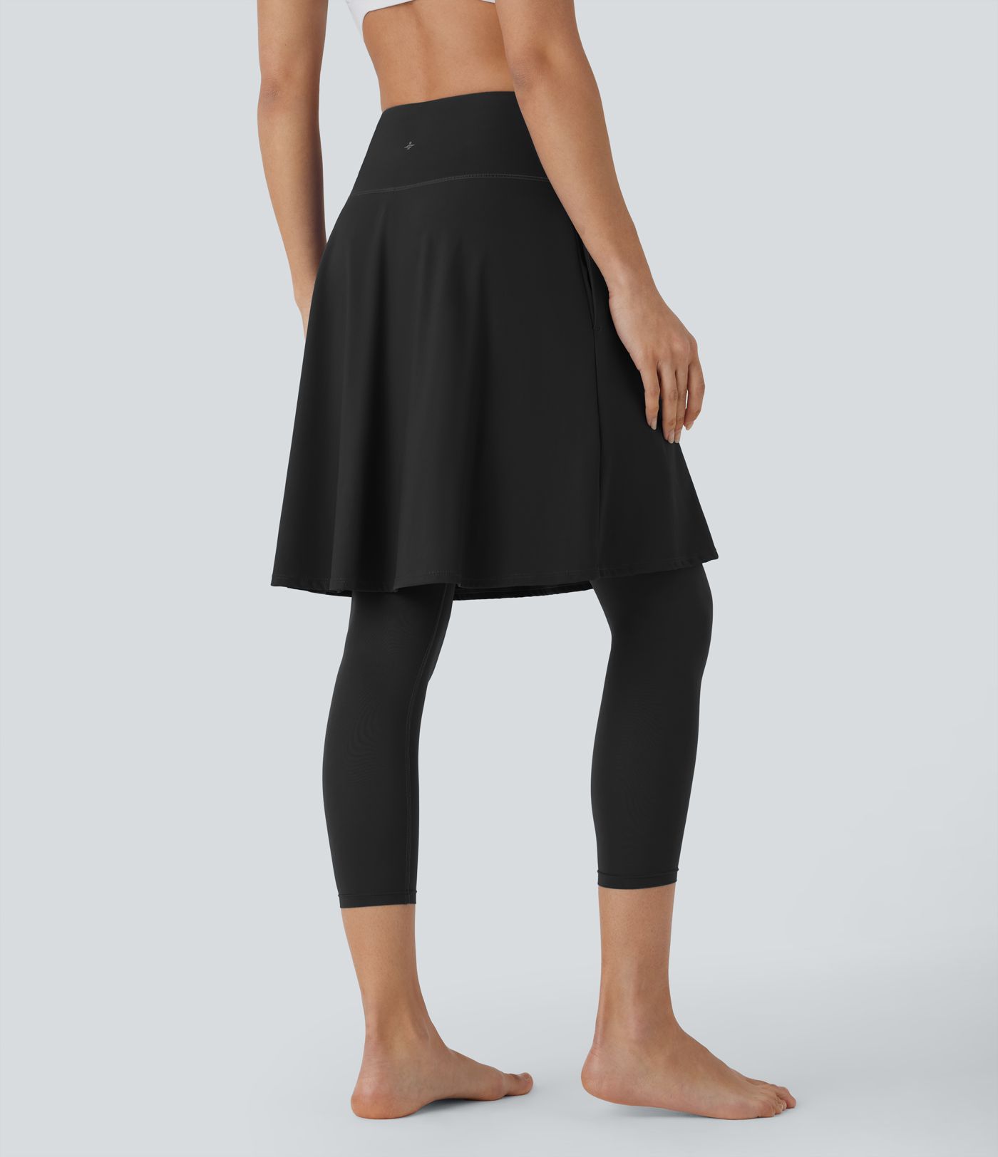 SoftlyZero™ Airy High Waisted Pocket 2-in-1 Cool Touch Flare Yoga Skirt with Capri Leggings