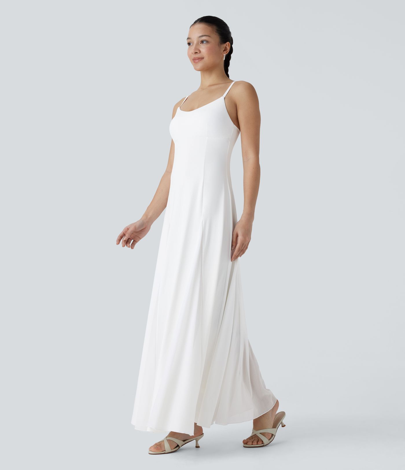 Contrast Mesh Maxi Flowy Slip Dress