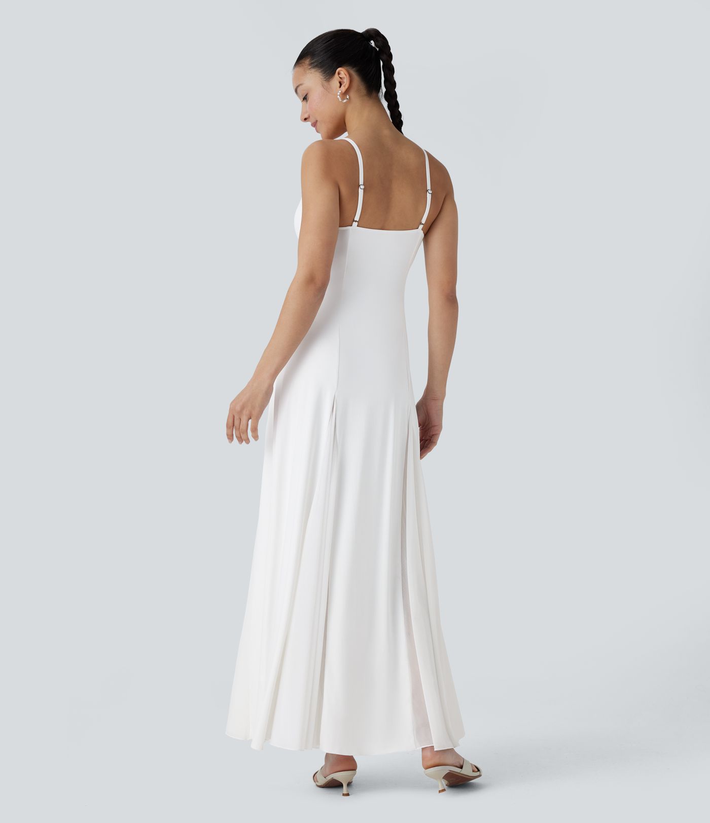 Contrast Mesh Maxi Flowy Slip Dress
