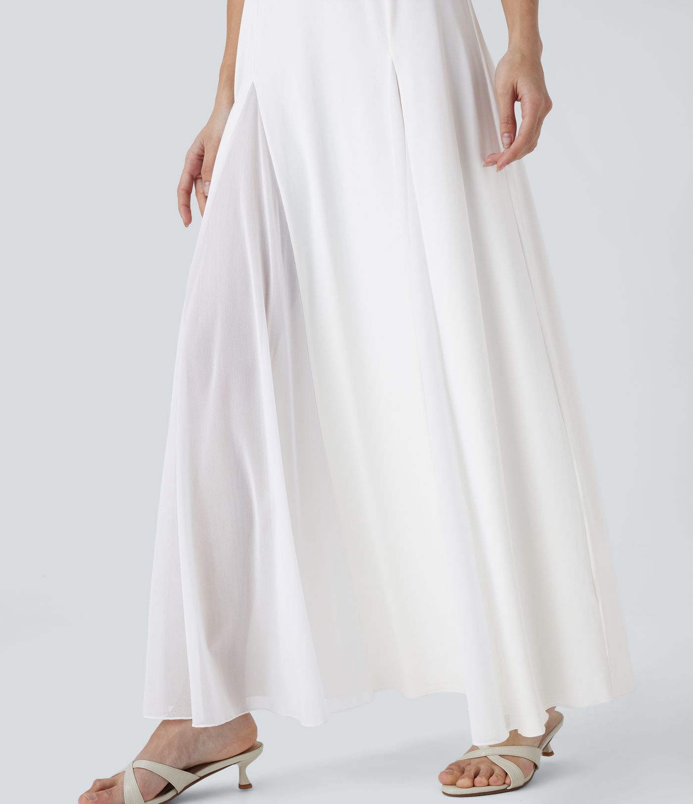 Contrast Mesh Maxi Flowy Slip Dress
