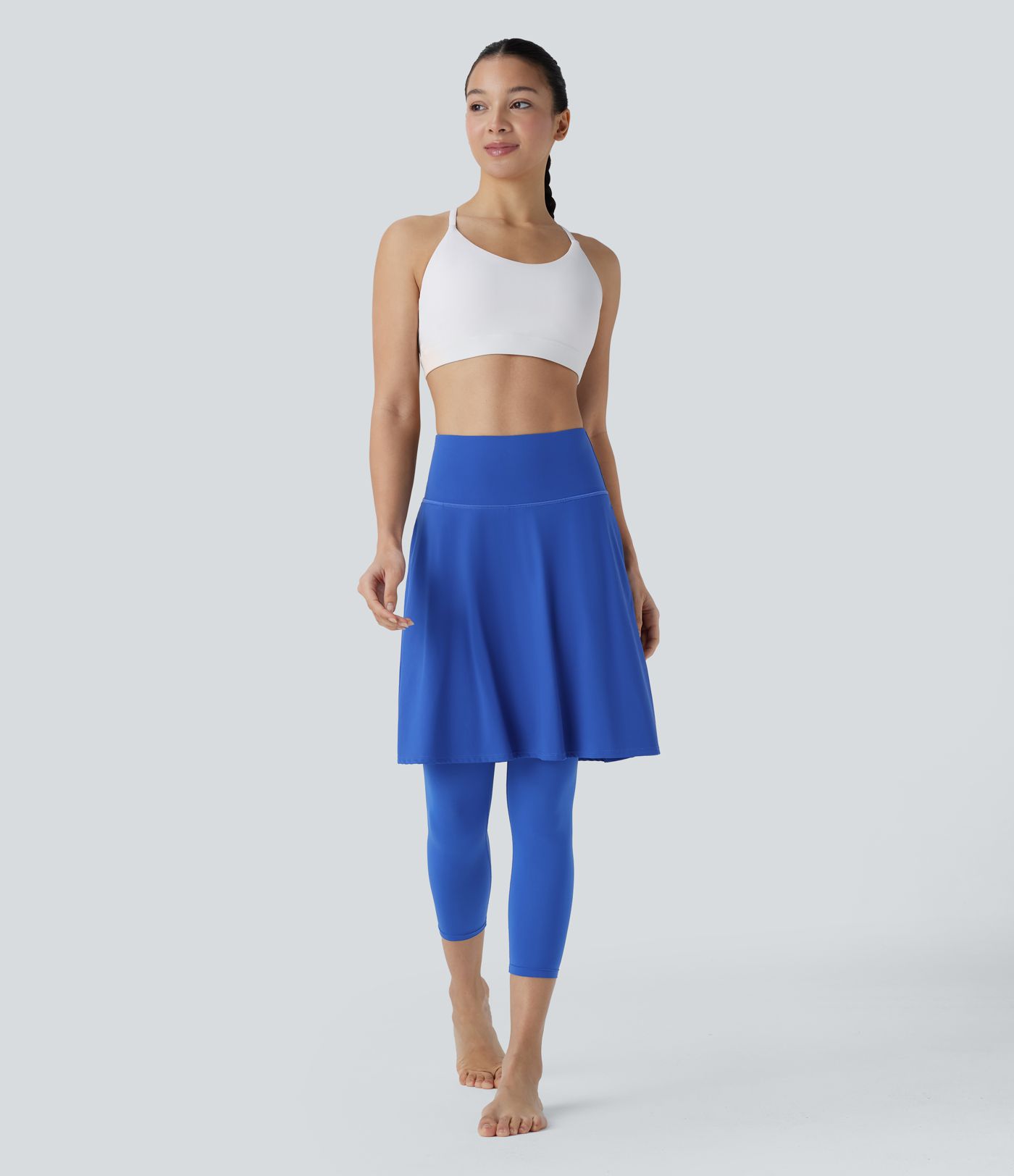 Softlyzero™ Airy - 2-in-1 Capri-Leggings mit Rock, hohem Bund, Seitentaschen und Cool-Touch