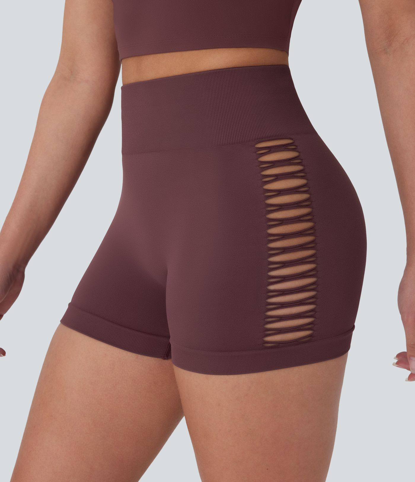 OneForm - Yoga-Shorts mit hohem Bund, Cut-Out-Design und nahtlosem Flow - 7,6 cm