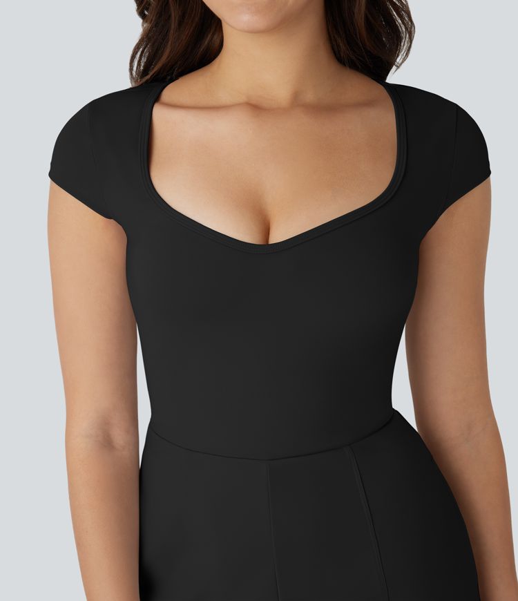 SoftlyZero™ Airy U Neck Cap Sleeve Pocket Cool Touch Yoga Jumpsuit-Easy Peezy