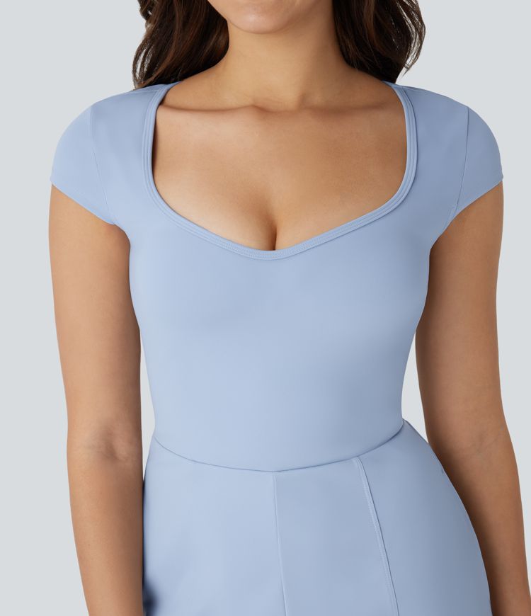 SoftlyZero™ Airy U Neck Cap Sleeve Pocket Cool Touch Yoga Jumpsuit-Easy Peezy