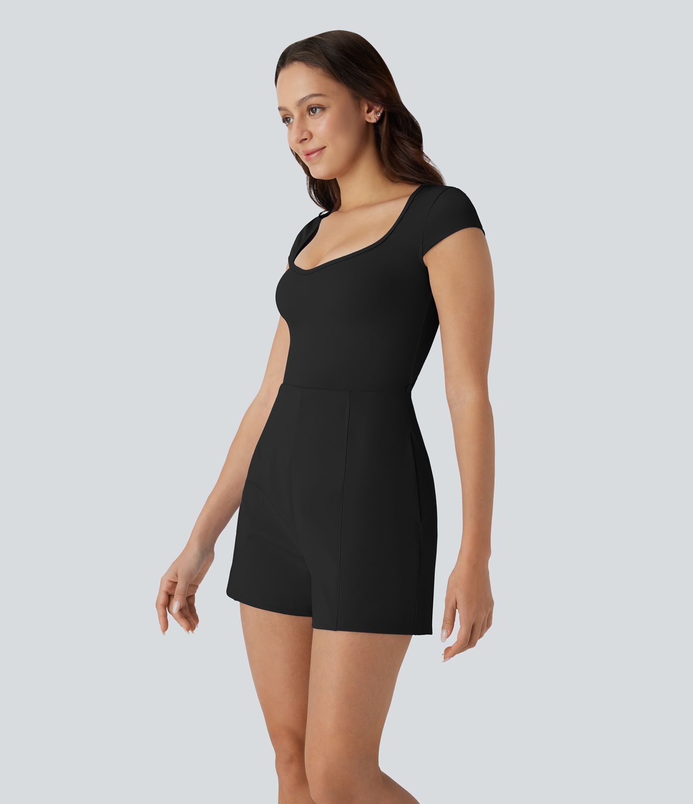 SoftlyZero™ Airy U Neck Cap Sleeve Pocket Cool Touch Yoga Jumpsuit-Easy Peezy