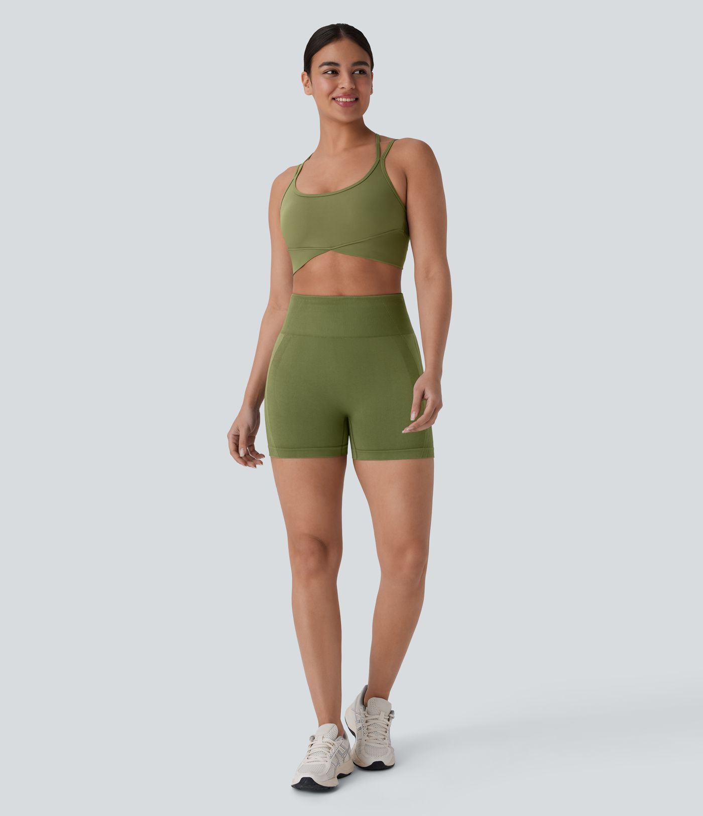 Pantalón corto yoga tiro alto sin costura 4 pulgada