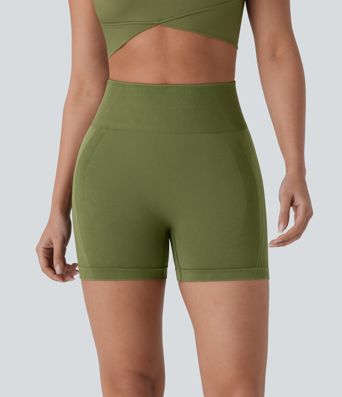 Pantalón corto yoga tiro alto sin costura 4 pulgada