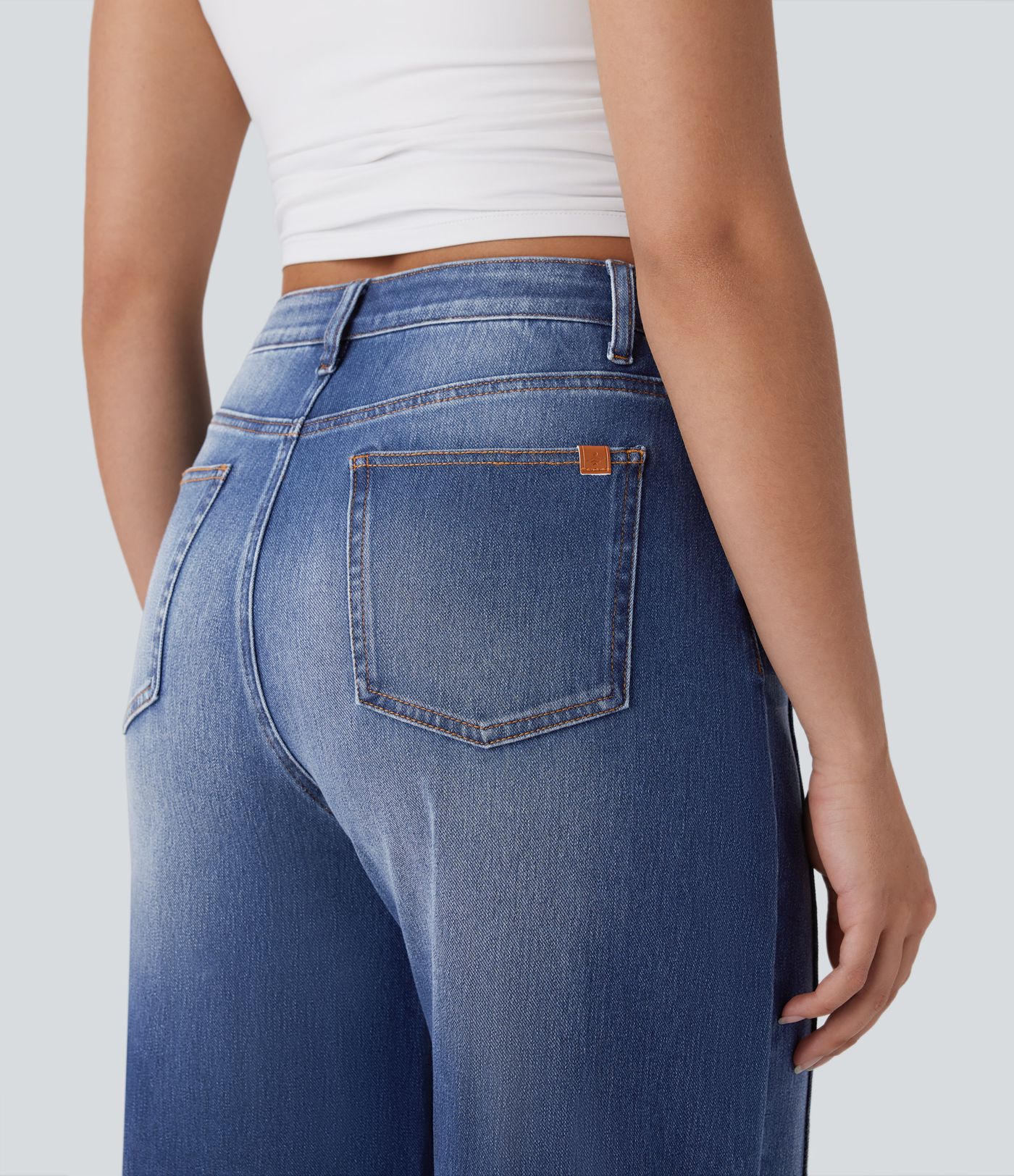 Halara Flex™ High Waisted Pockets Washed Casual Baggy Jeans