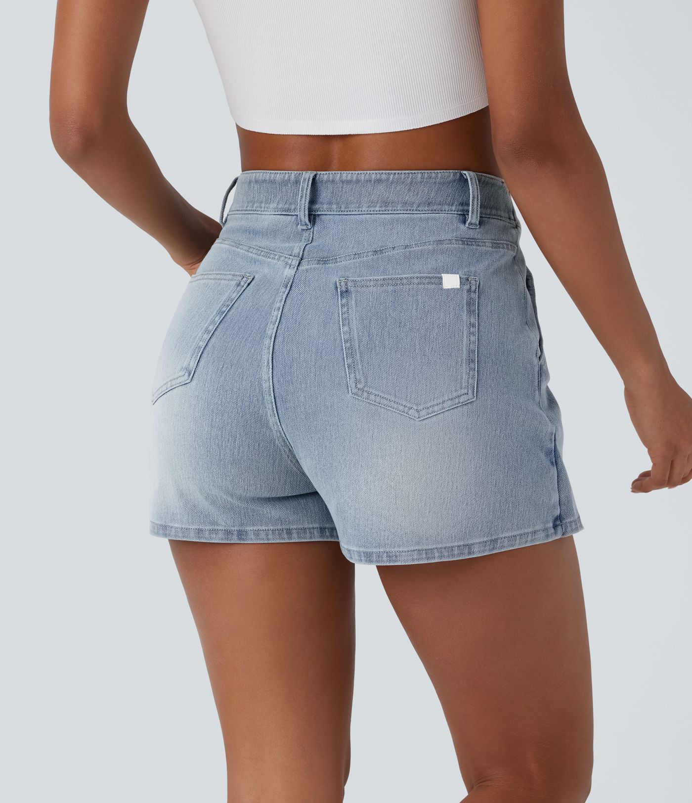 Halara Flex™ High Waisted Pockets Wrapped Washed Denim Casual Skort
