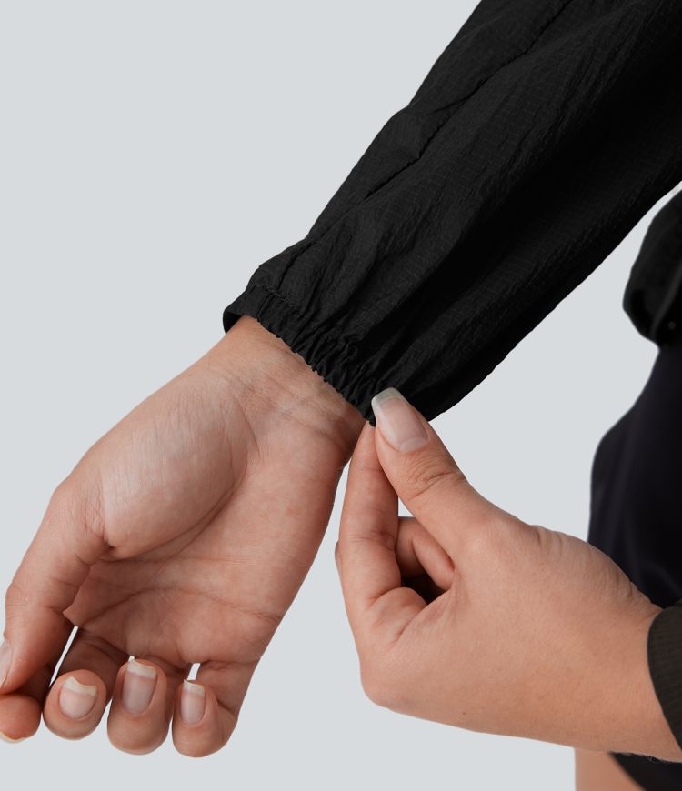 Water Repellent Hooded Long Sleeve Zipper Pocket Hiking Jacket