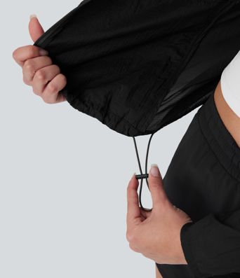 Water Repellent Hooded Long Sleeve Zipper Pocket Hiking Jacket