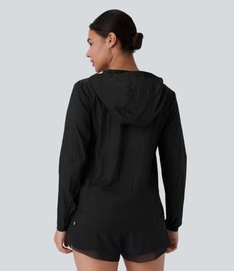 Water Repellent Hooded Long Sleeve Zipper Pocket Hiking Jacket