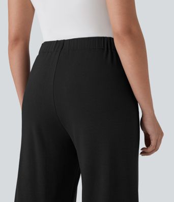 High Waisted Pocket Straight Leg Work Pants