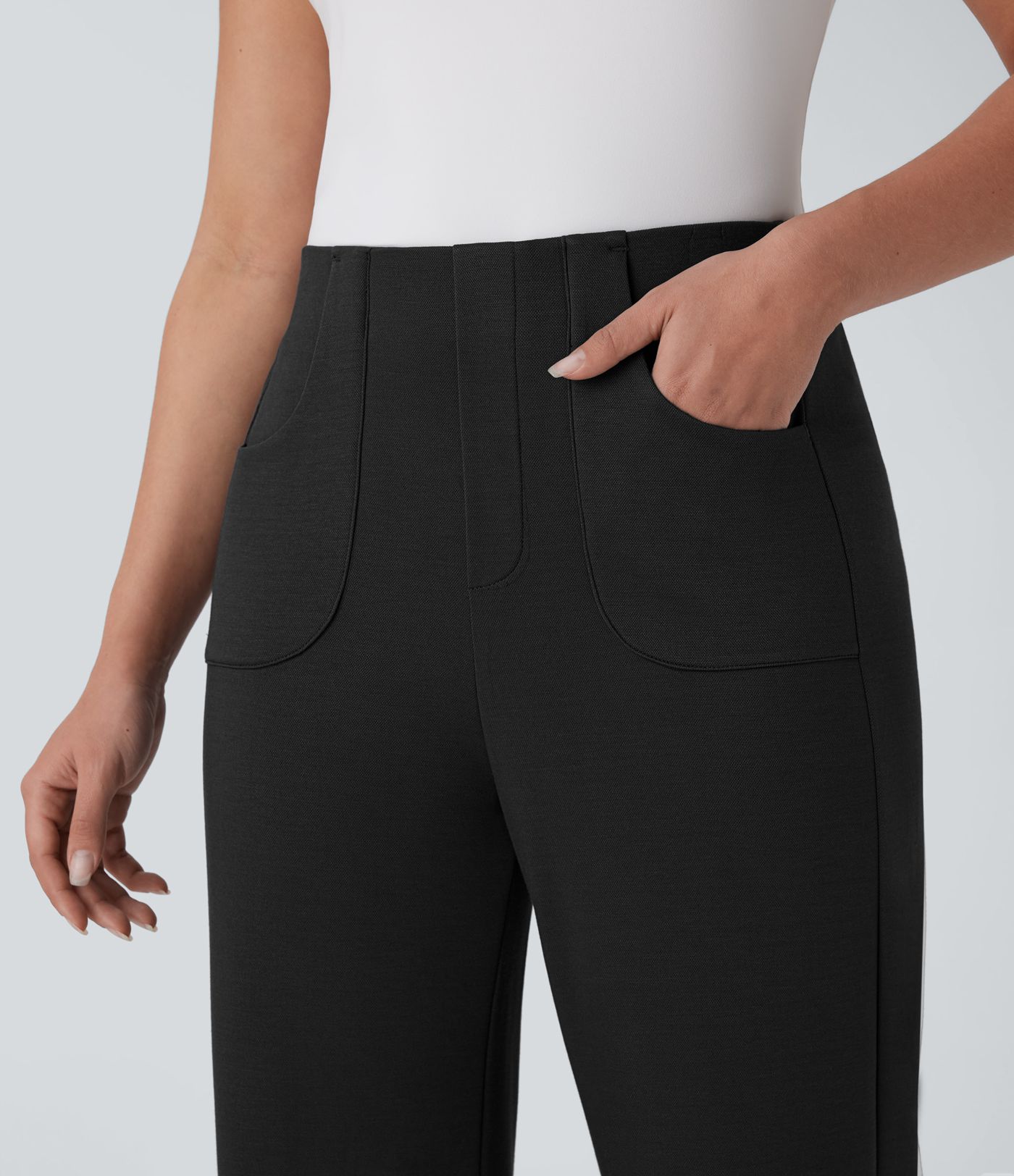 High Waisted Pocket Straight Leg Work Pants