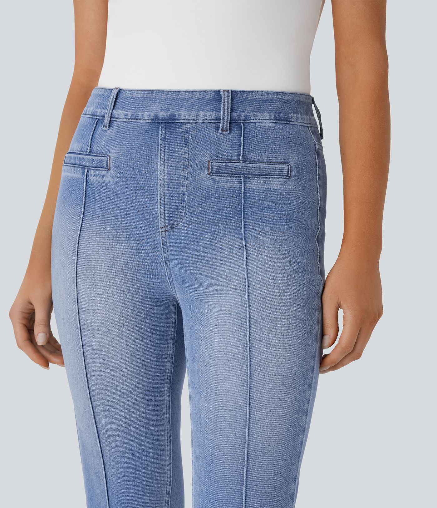 Halara Flex™ High Waisted Pocket Washed Pedal Pusher Casual Jeans