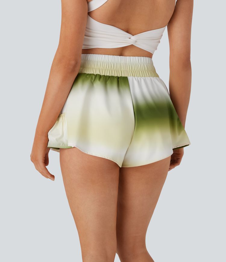 High Waisted Pocket 2-in-1 Baggy Ombre Yoga Shorts