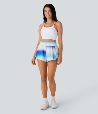 High Waisted Pocket 2-in-1 Baggy Ombre Yoga Shorts