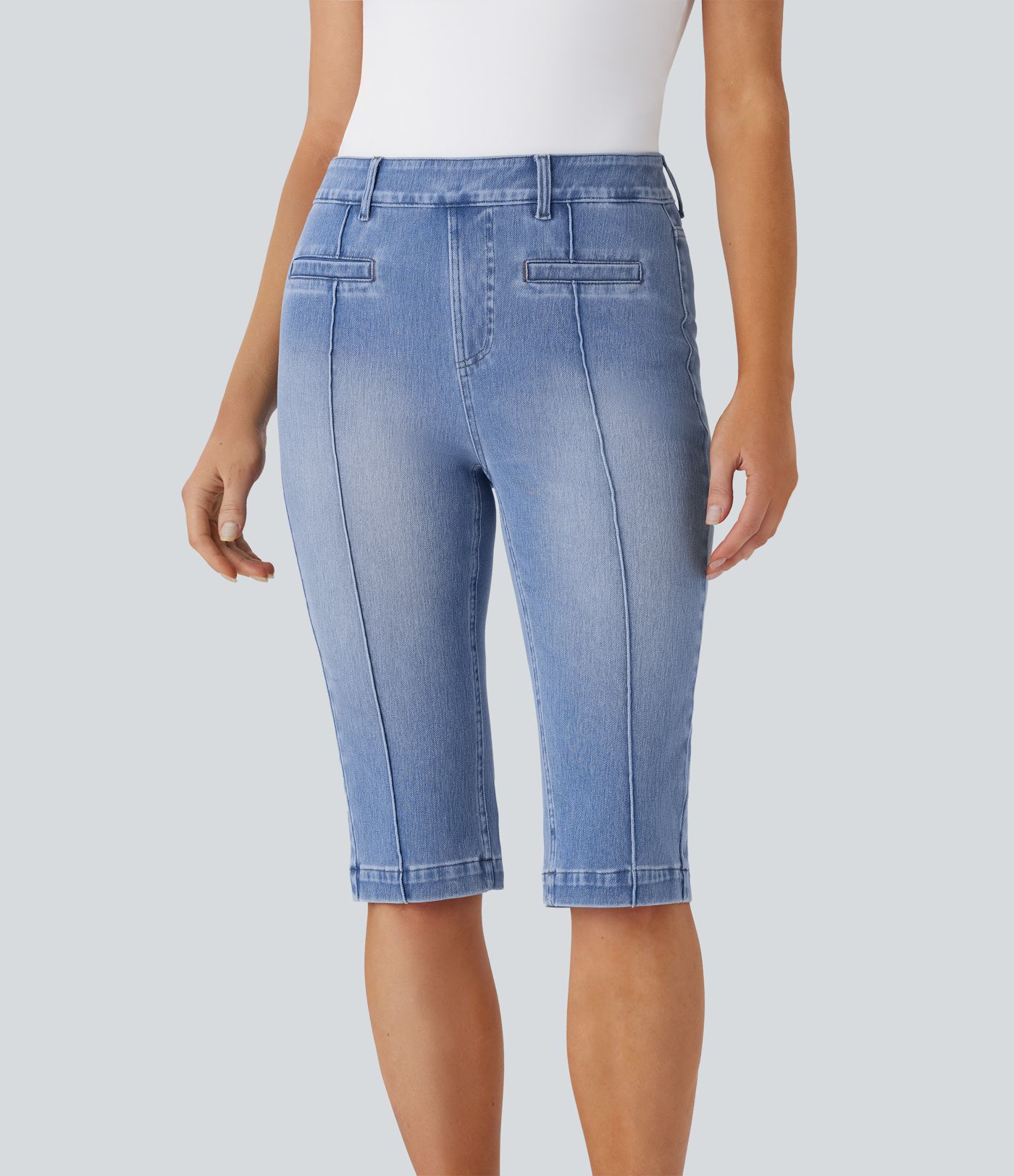 Halara Flex™ High Waisted Pocket Washed Pedal Pusher Casual Jeans