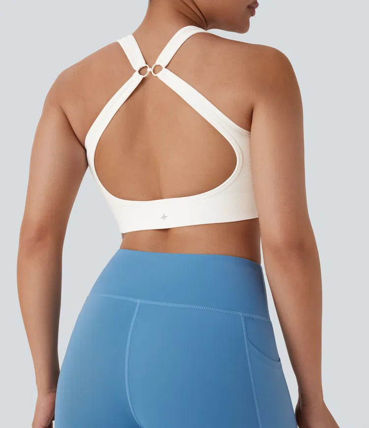 Seamless Flow Low Support Zipper Yoga Sports Bra