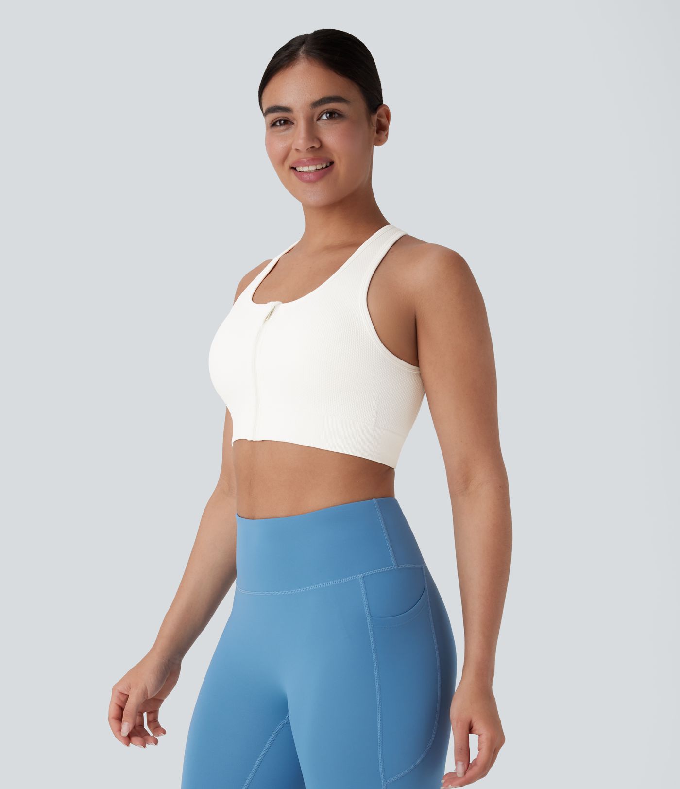 OneForm Seamless Flow Low Support Zipper Yoga Sports Bra