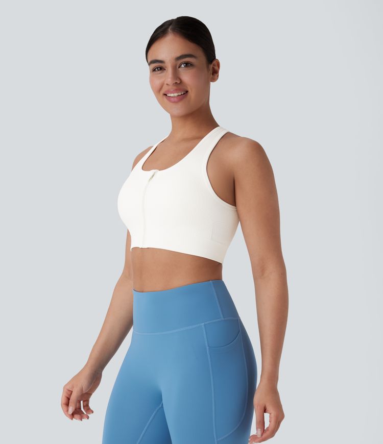 OneForm Seamless Flow Low Support Zipper Yoga Sports Bra