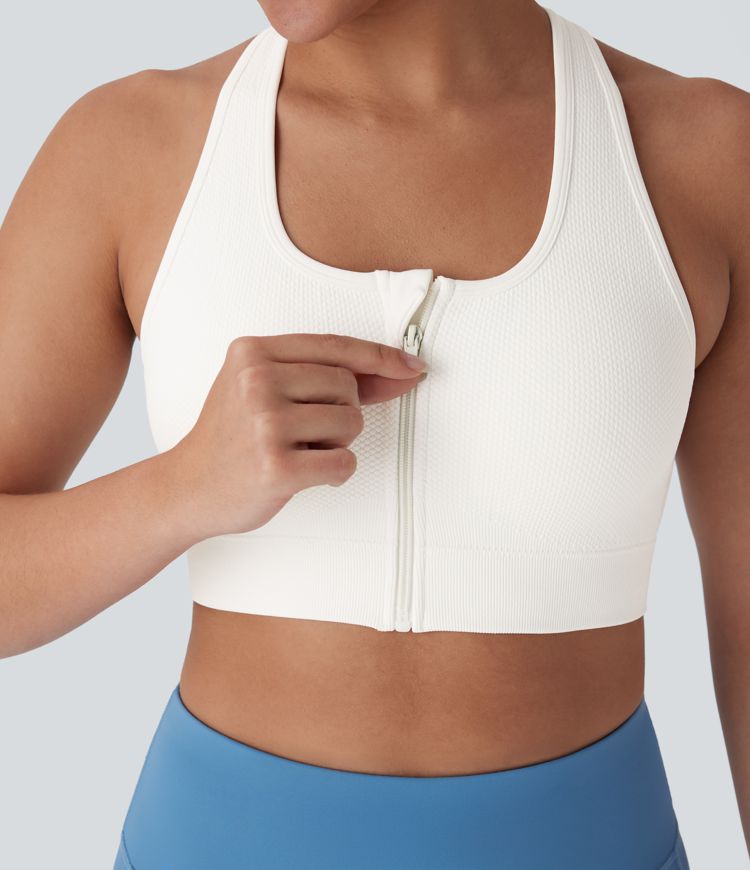 OneForm Seamless Flow Low Support Zipper Yoga Sports Bra