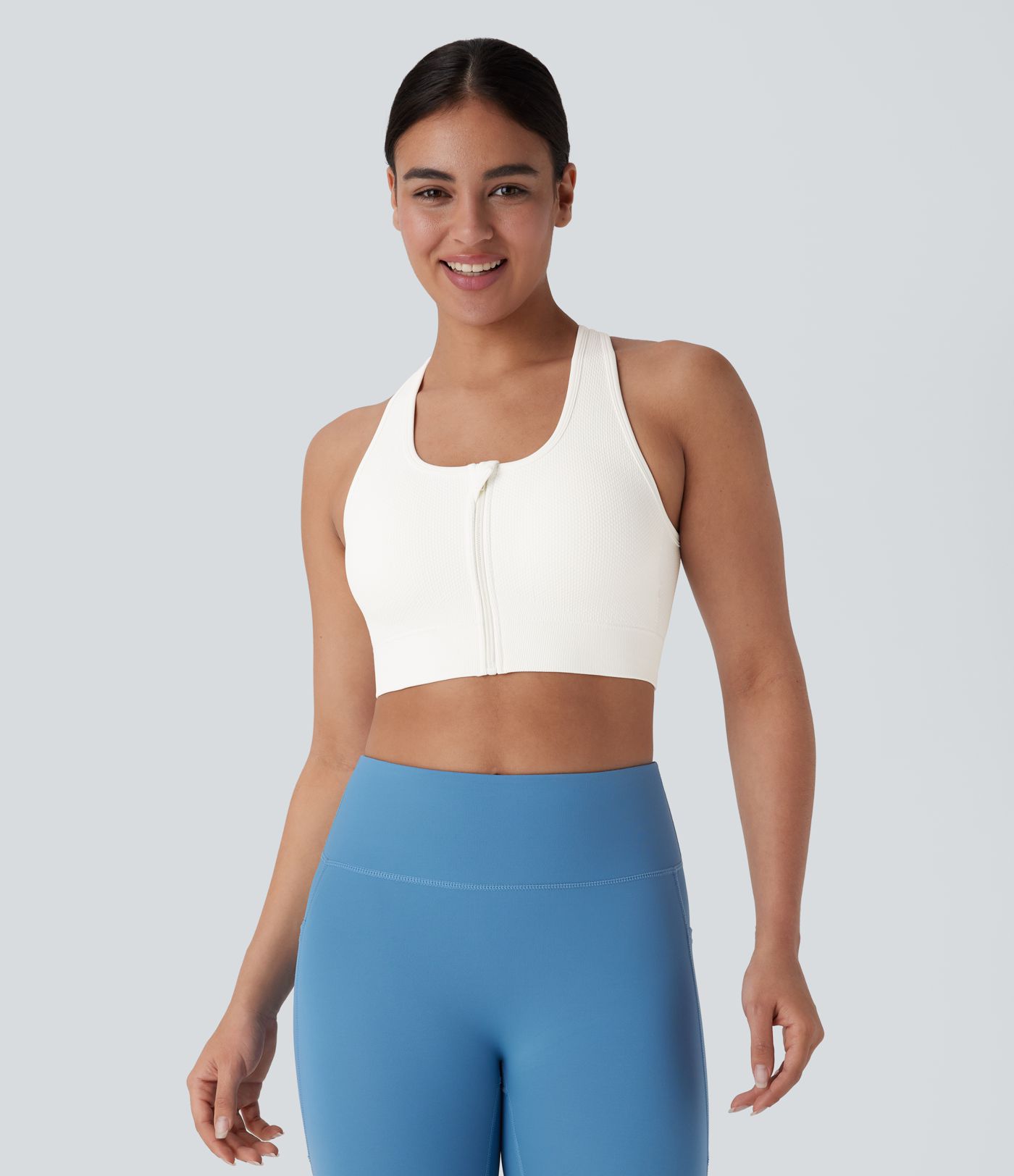 OneForm Seamless Flow Low Support Zipper Yoga Sports Bra