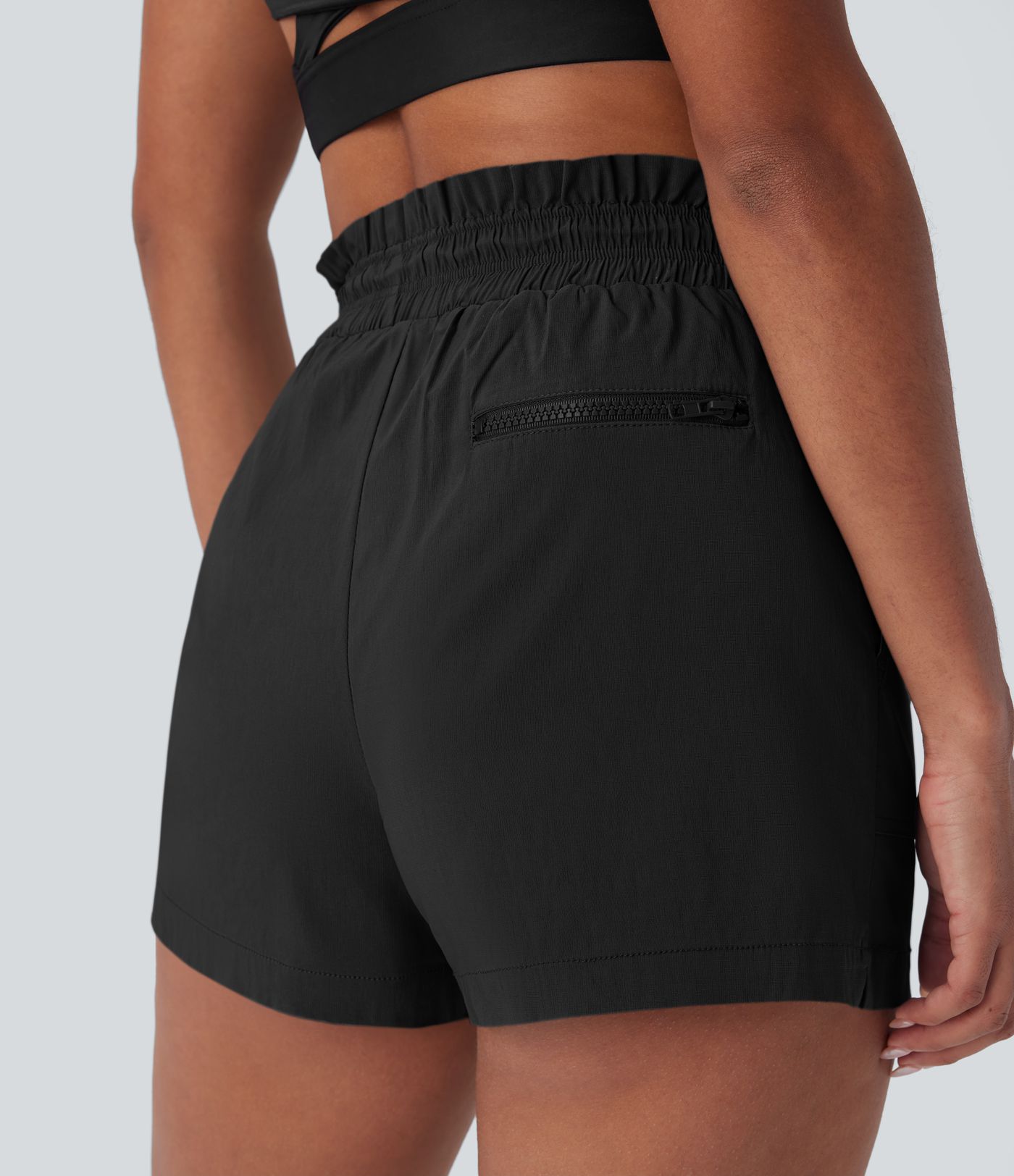 High Waisted Drawstring Pockets Running Shorts