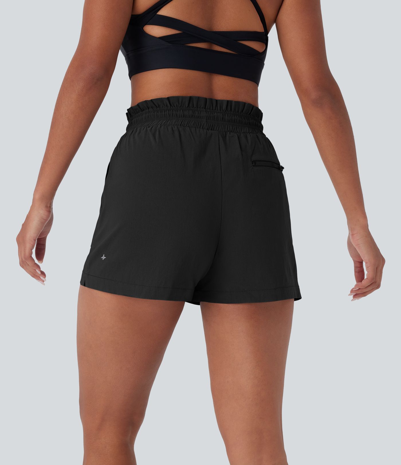 High Waisted Drawstring Pockets Running Shorts