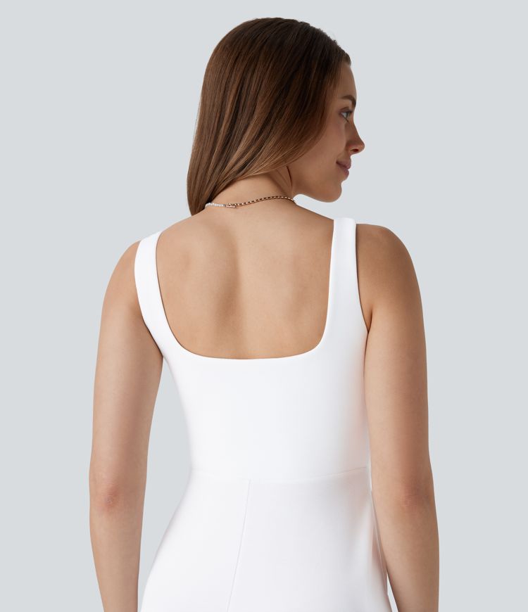 Rückenfreies Maxikleid mit eckigem Ausschnitt und Seitentaschen für Brautjungfern und Hochzeitsgäste 