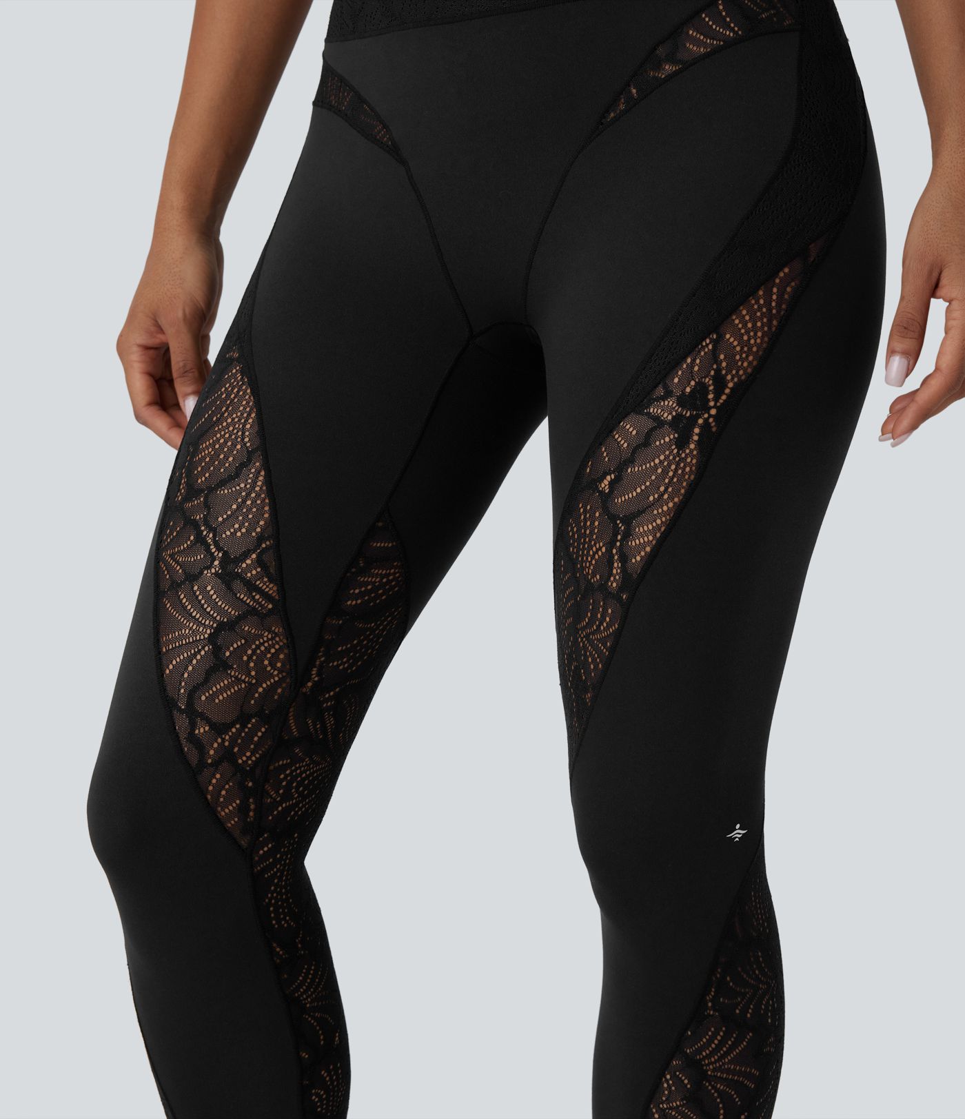 SoftlyZero™ High Waisted Pocket Contrast Lace 7/8 Yoga Leggings-UPF50+