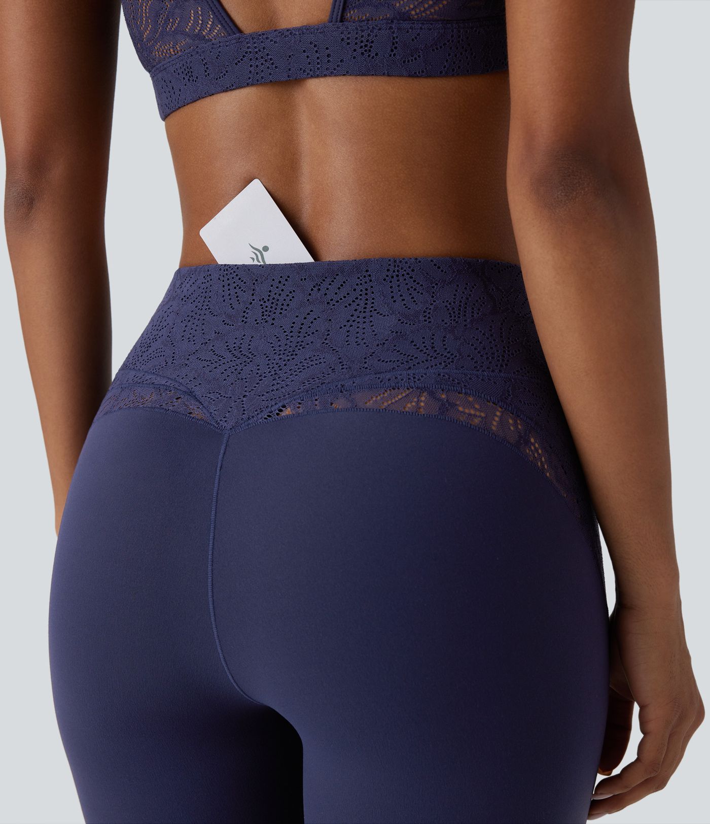Softlyzero™ Legging yoga 7/8 taille haute avec poche arrière et dentelle contrastante - UPF50+