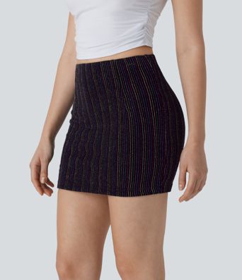 High Waisted 2-in-1 Pocket Sparkle Bodycon Mini Casual Skirt High Waisted 2-in-1 Pocket Sparkle Bodycon Mini Casual Skirt
