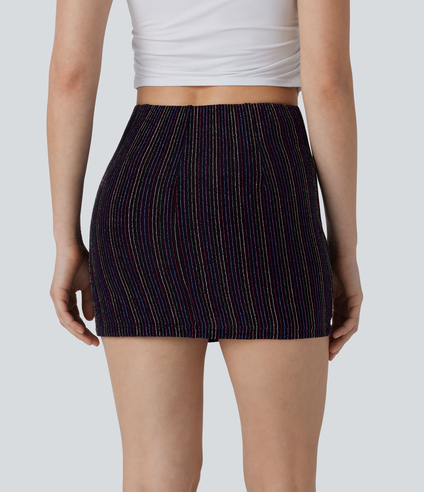 High Waisted 2-in-1 Pocket Sparkle Bodycon Mini Casual Skirt High Waisted 2-in-1 Pocket Sparkle Bodycon Mini Casual Skirt
