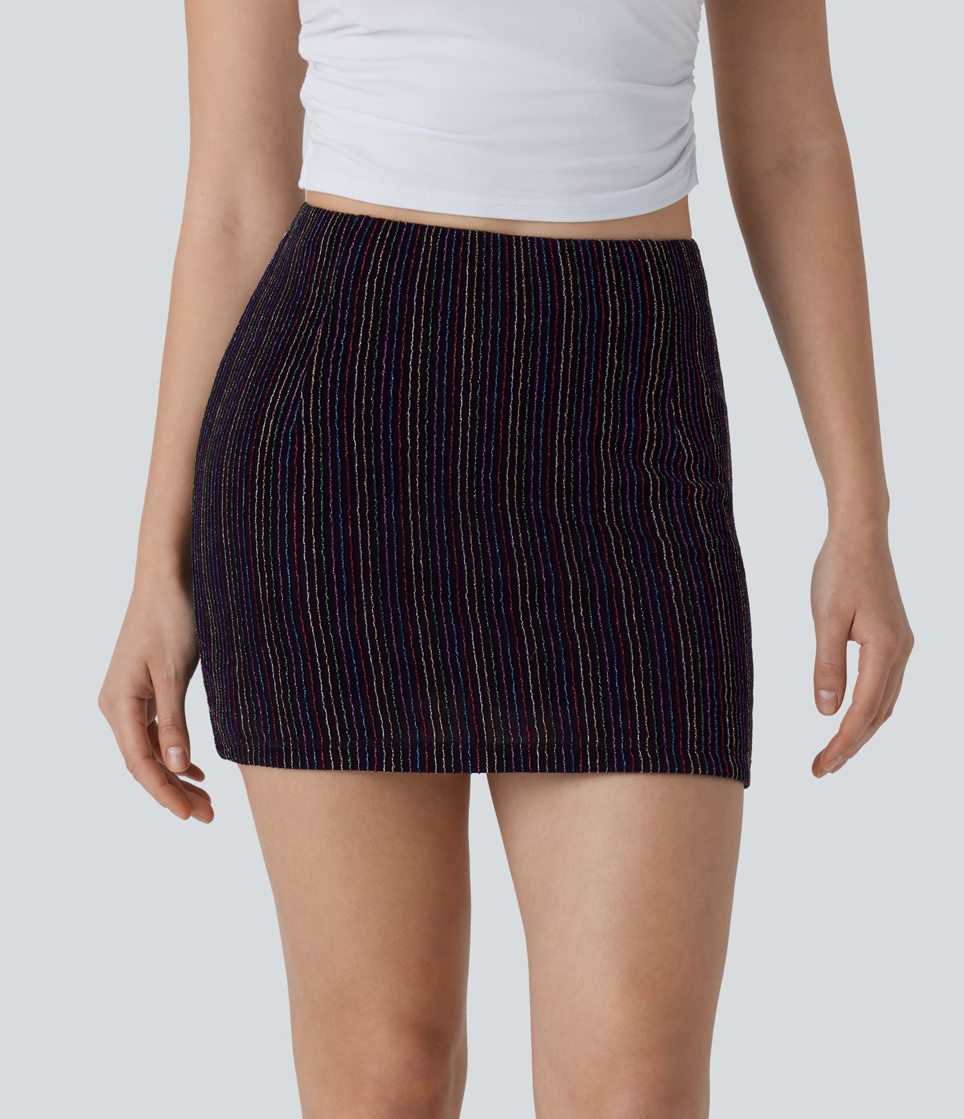 High Waisted 2-in-1 Pocket Sparkle Bodycon Mini Casual Skirt High Waisted 2-in-1 Pocket Sparkle Bodycon Mini Casual Skirt