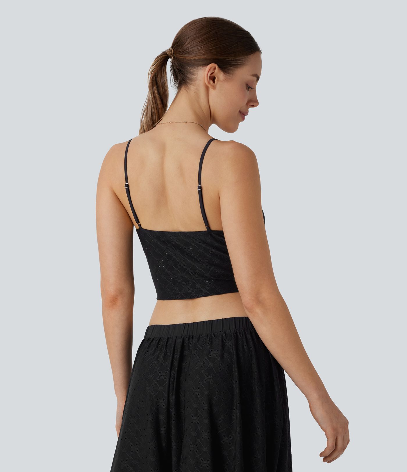 Eyelet Cropped Tank Vest Top