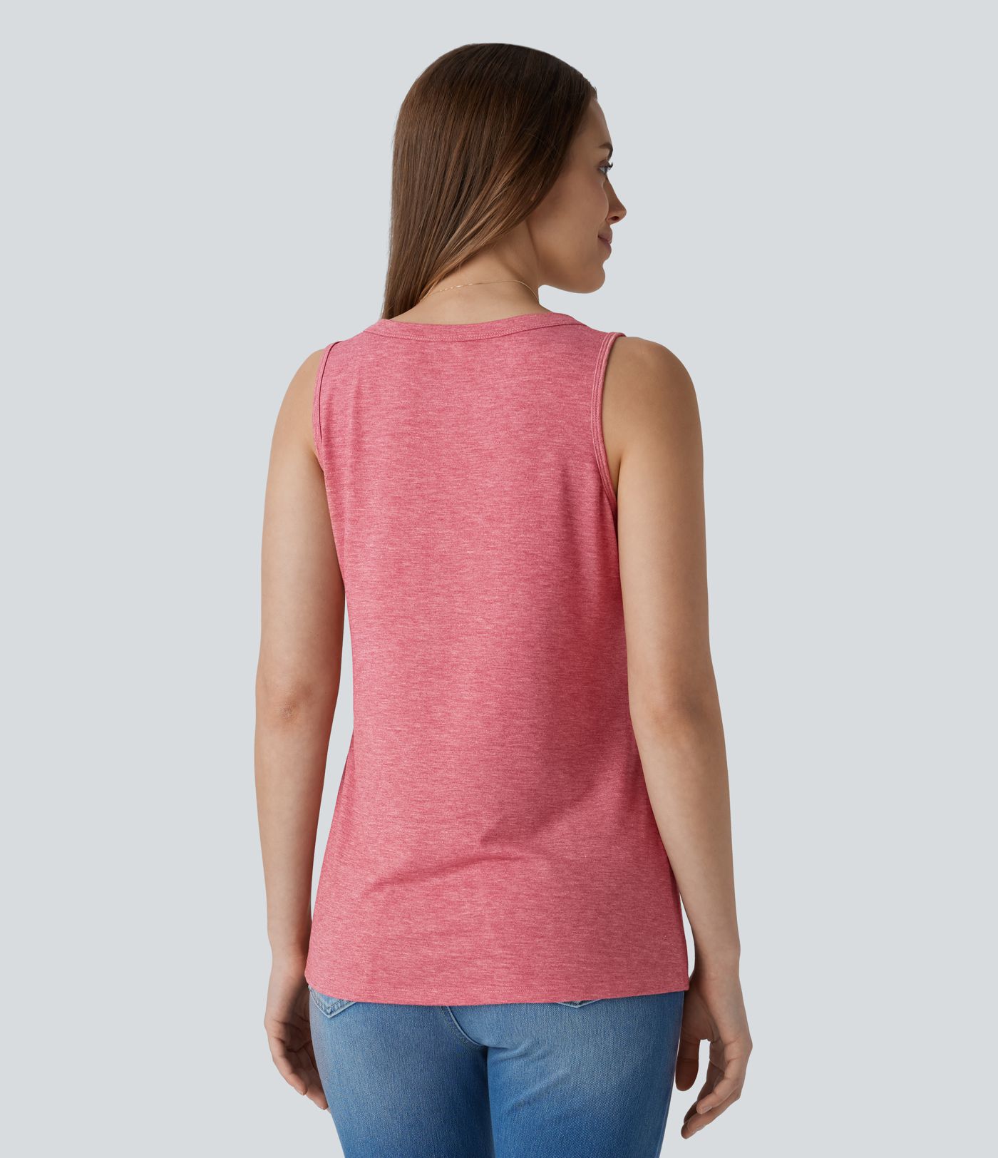 V Neck Sleeveless Decorative Casual Top