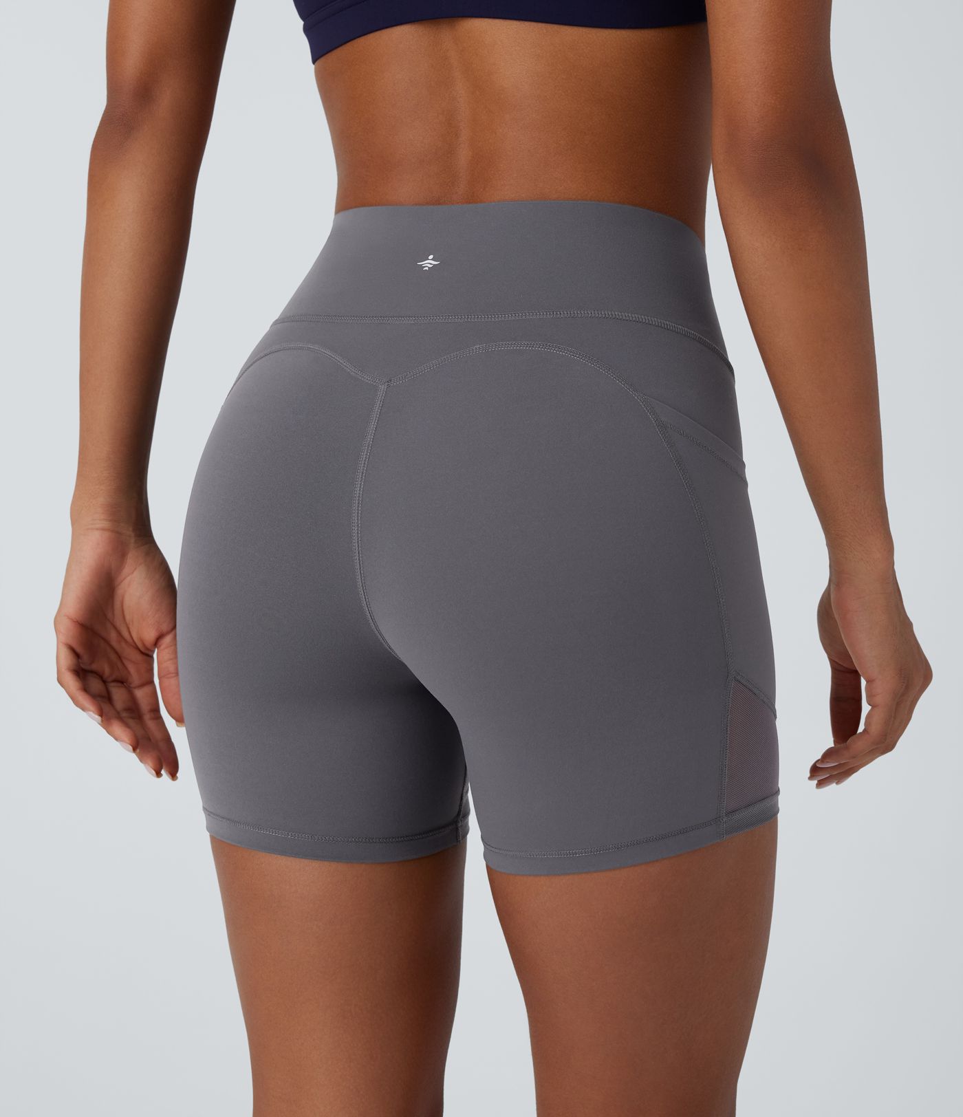 Halara UltraSculpt™ High Waisted Tummy Control Pocket Contrast Mesh Shaping Workout Biker Shorts 5''