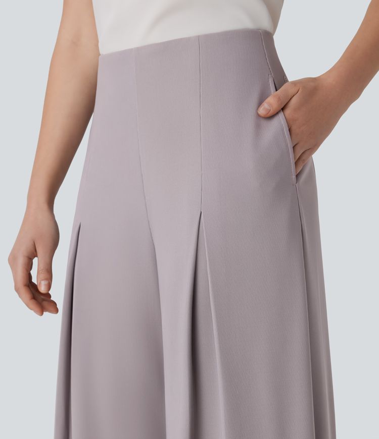 Halara Flex™ Pantalon de travail palazzo à jambe large en micro gaufré taille haute avec poches latérales