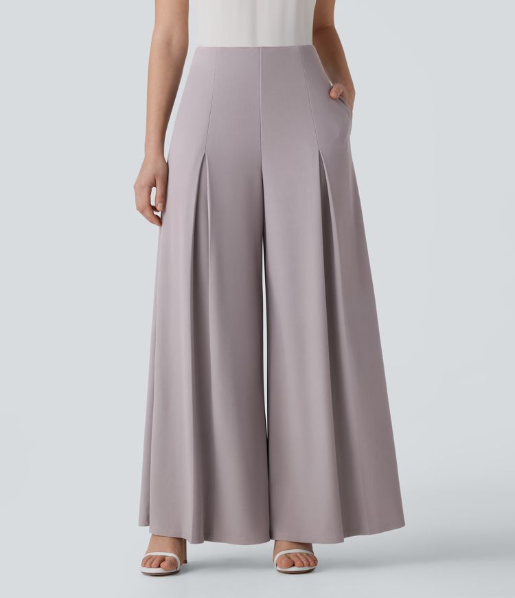 Halara Flex™ High Waisted Pocket Palazzo Wide Leg Micro Waffle Work Pants