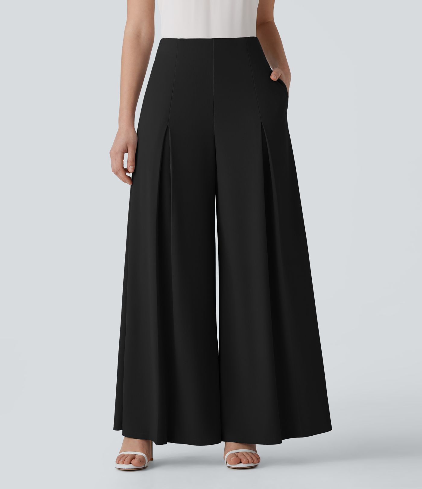 Halara Flex™ High Waisted Pocket Palazzo Wide Leg Micro Waffle Work Pants