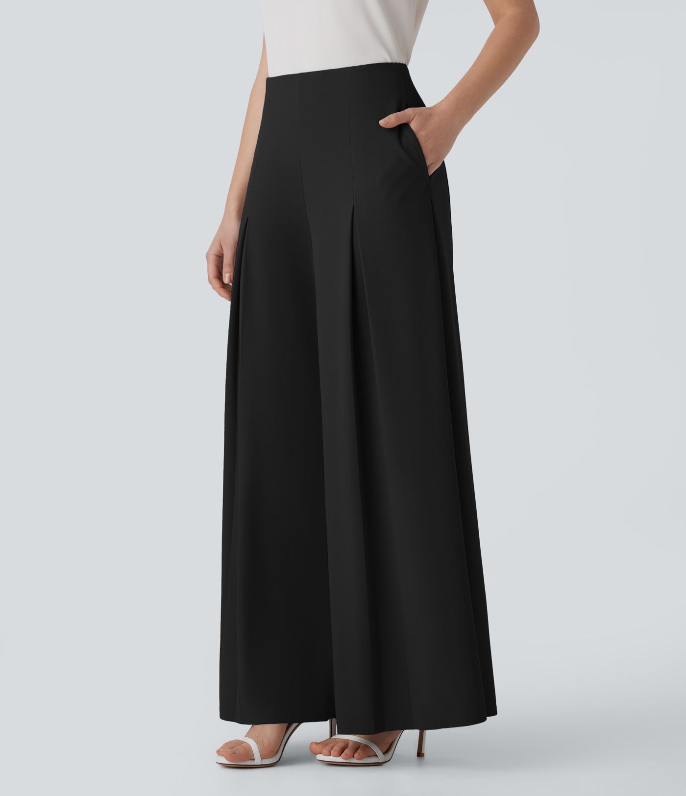 Halara Flex™ High Waisted Pocket Palazzo Wide Leg Micro Waffle Work Pants